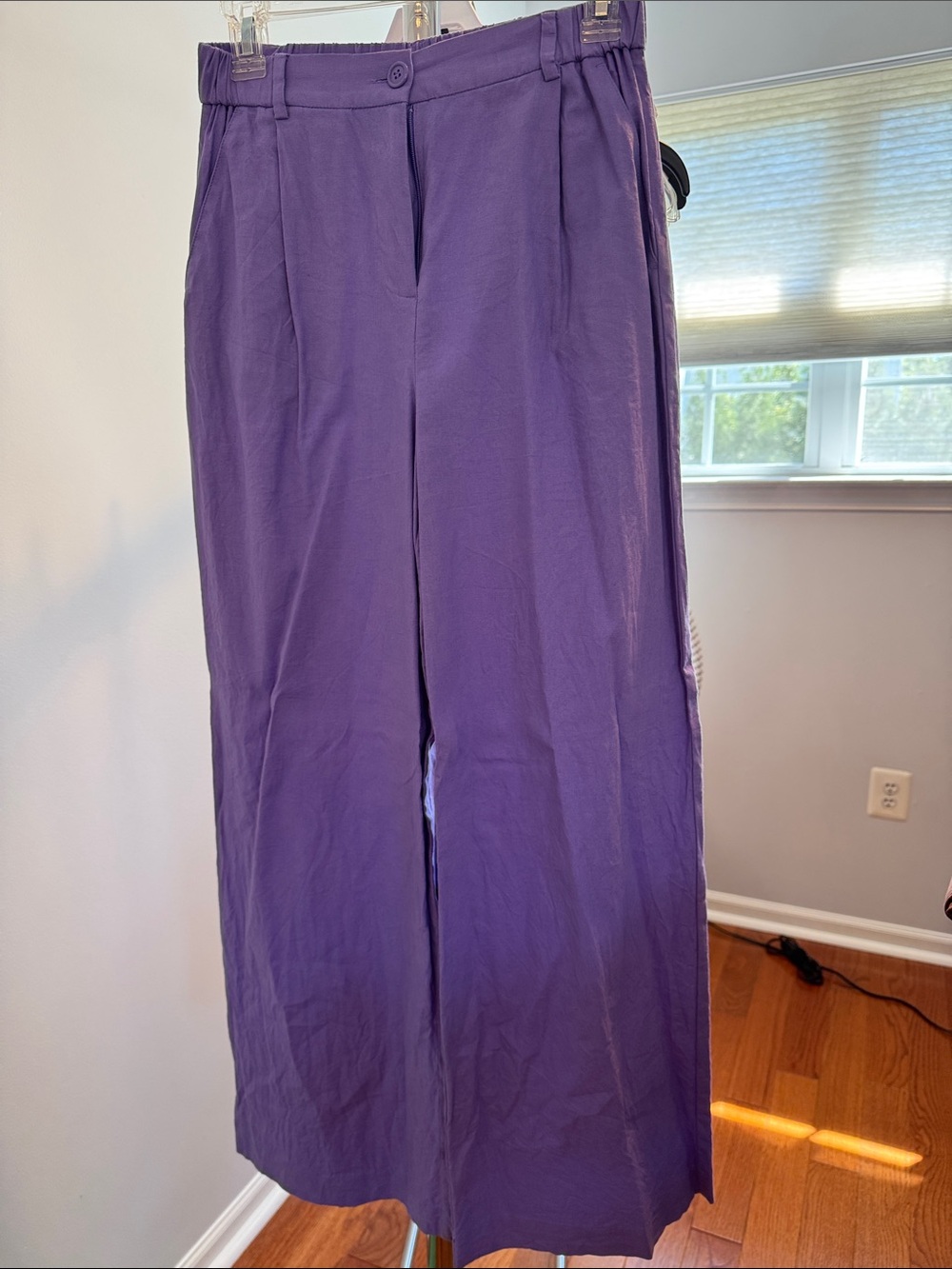 Wide-Leg Purple High-Rise Pants